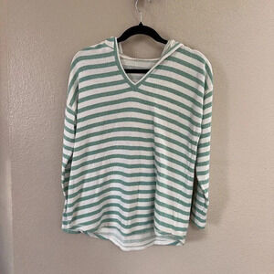 Green Striped‎ Hoodie Sweater